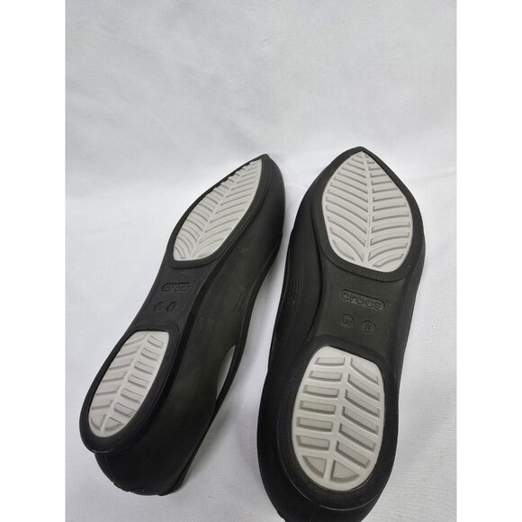Crocs Shoes Womens 6 Rio Ballet Flats Black Comfort Slip On Pointed Toe - Picture 5 of 8